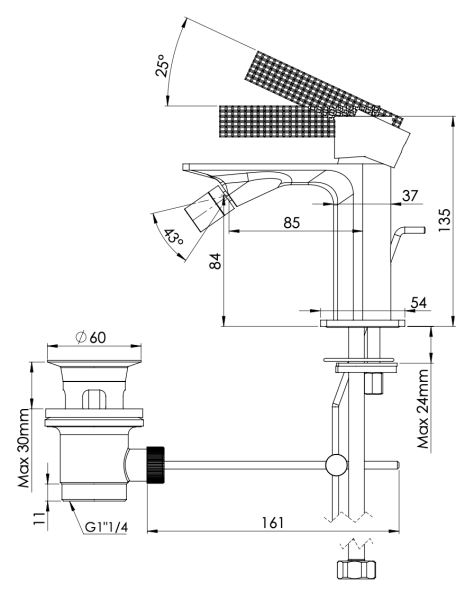 Смеситель для биде Daniel Club ANC60464, медь состаренная