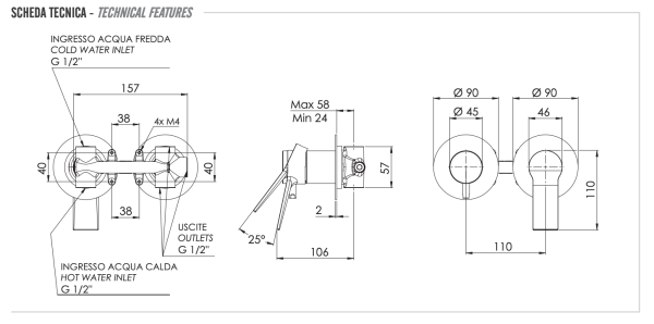 Смеситель для душа Remer Slash SL93ZP