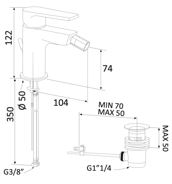 Смеситель для биде Mariani Artic A37493AT, белый матовый