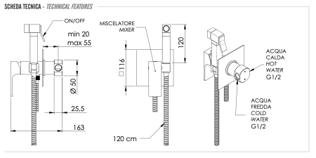 Гигиенический душ со смесителем Remer Absolute AU65DO, золото глянцевое