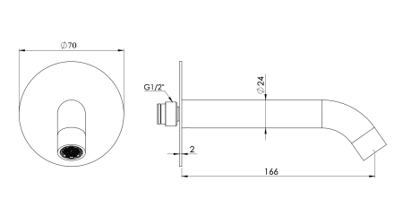 Излив настенный 16 см Remer X Style 91X70