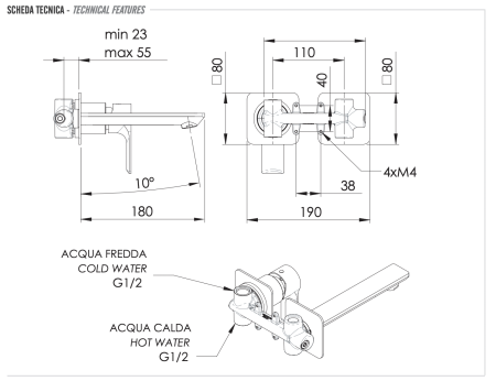 Смеситель для раковины Remer Energy EY15P