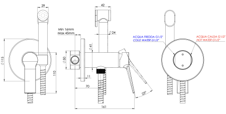 Гигиенический душ со смесителем Remer Slash SL65W