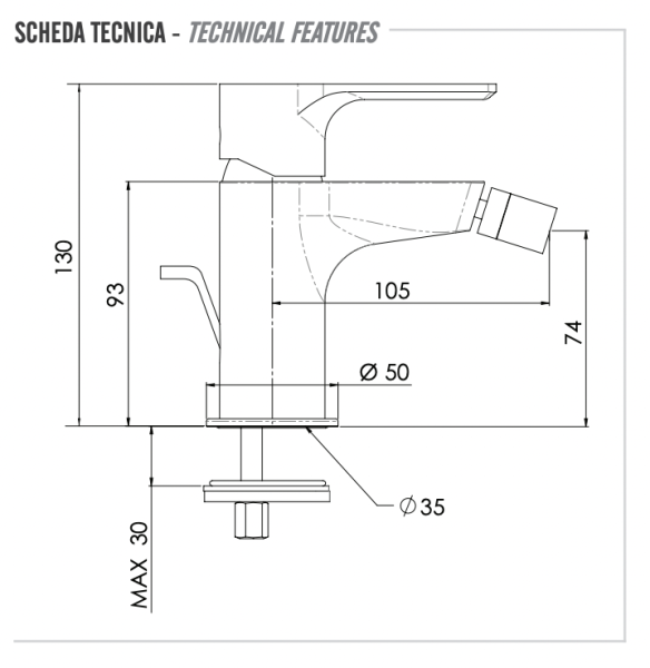 Смеситель для биде Remer Energy EY20BO, белый матовый