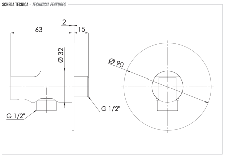 Держатель ручного душа с подключением шланга Remer 337XBO, белый матовый