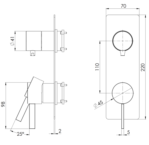 Смеситель для душа Remer Metrica MC92WBDO, золото глянцевое