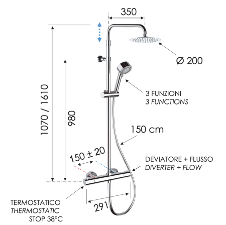 Душевая система термостатическая Remer EQ32AUFM20