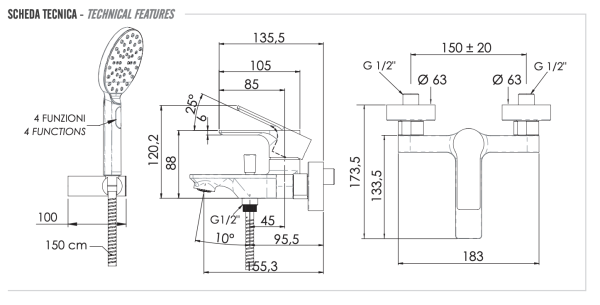 Смеситель для ванны Remer Energy EY02NO, черный матовый