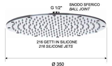 Верхний душ с шарнирным соединением 35 см Remer 359MMXL