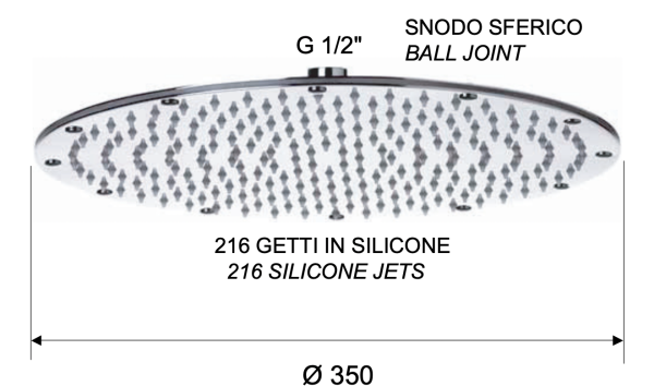 Верхний душ с шарнирным соединением 35 см Remer 359MMXLXV, сталь