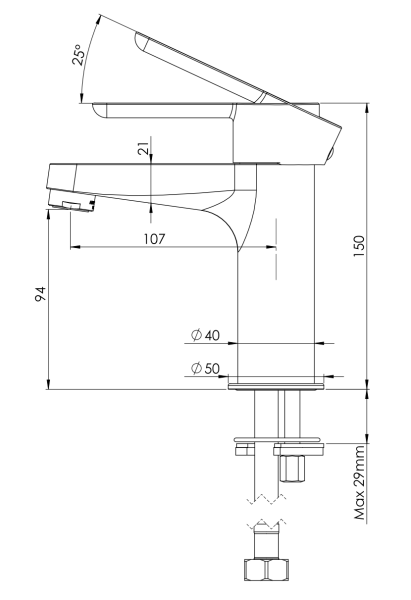 Смеситель для раковины Mariani Winter A00380WN12