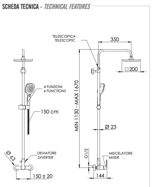 Душевая система Remer Energy EY37ASD20