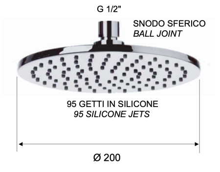 Верхний душ с шарнирным соединением 20 см Remer 359MM20BGX, золото брашированное