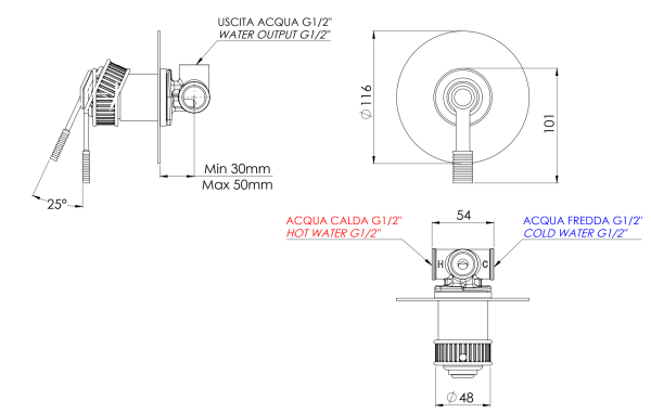 Смеситель для душа Remer Atelier AL30LBR, бронза масляная