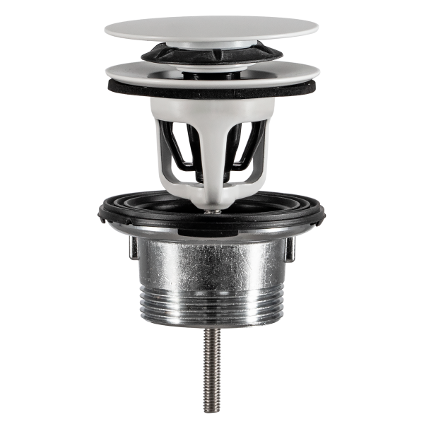 Донный клапан с переливом для ванны click-clack 1”1/2 OMP Tea Clicker 8334.060.6.XD, белый матовый