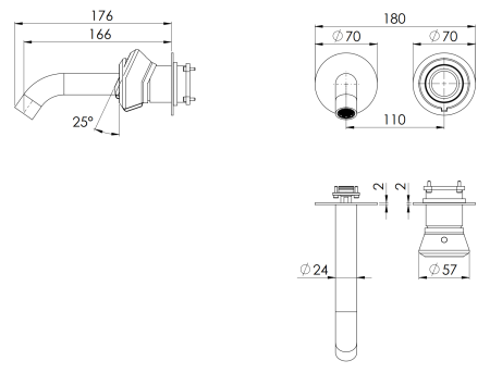 Смеситель для раковины Remer Element ET15PWBBG, золото брашированное