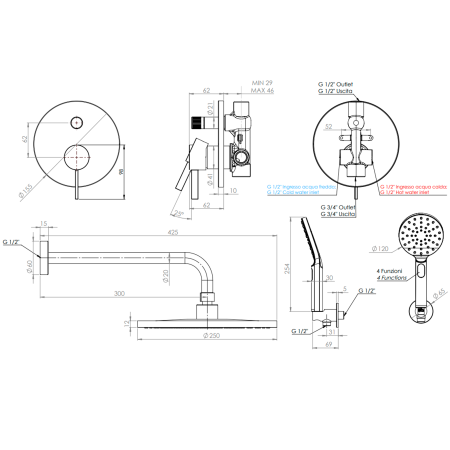 Душевая система Remer Metrica MC09HS028MPMD25
