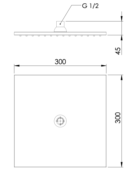 Верхний душ с шарнирным соединением 30 см Daniel A593B15, чёрный матовый