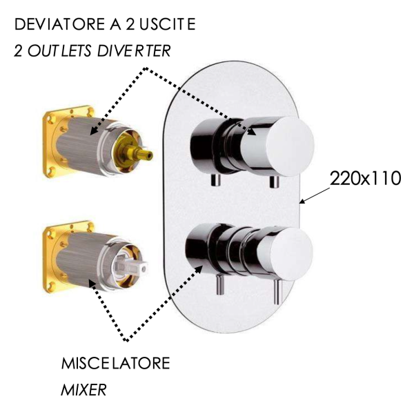 Смеситель для душа Daniel Tokyo TK612D2KBDP, золото брашированное