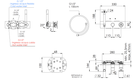 Смеситель для душа Remer Chrono CH97D3
