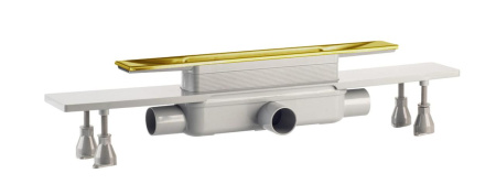 Дренажный канал 100 см, гидрозатвор, ABS, горизонтальный выход OMP Tea Emyflow 5963.404.8.3, золото брашированное