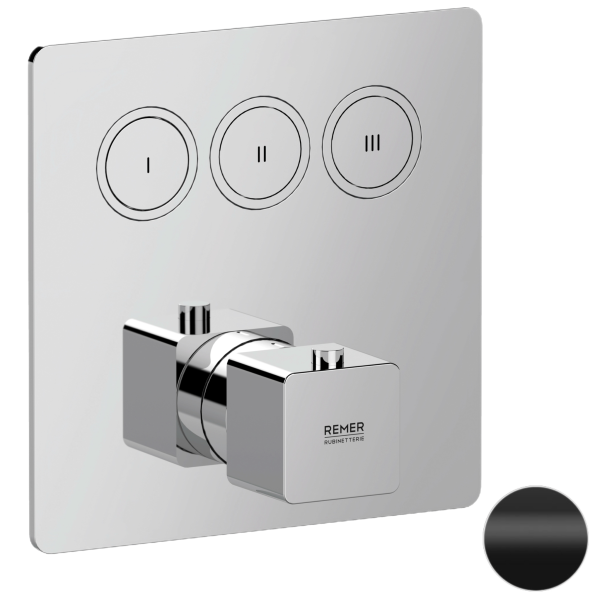 Смеситель термостатический для душа Remer Absolute AU99D3KBNO, черный матовый