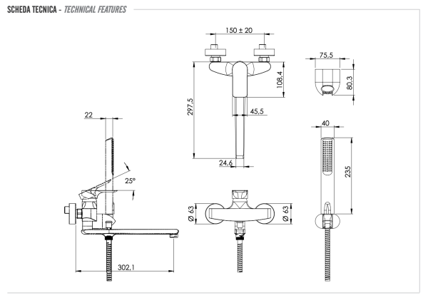 Смеситель для ванны Remer Infinity I49