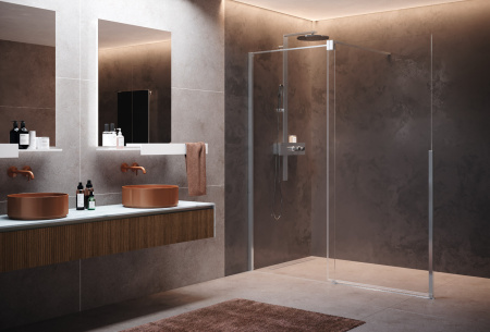 Дверь в нишу сдвижная 140 см (137-139x200) Novellini H Style HSTYLE140S-1B, левая, профиль Silver, стекло прозрачное CrystalClear