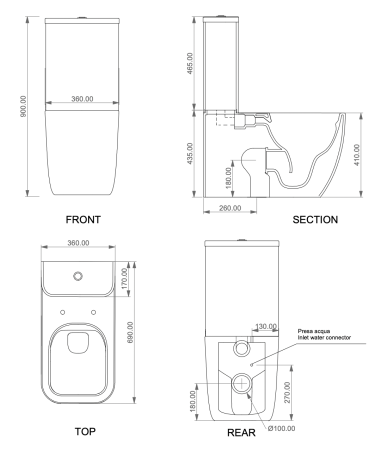 Чаша напольного унитаза GSG Ceramic Design Brio BRMBL000P, белый глянцевый