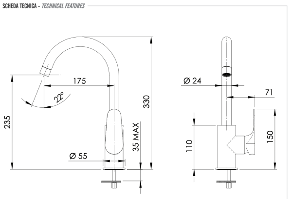 Смеситель для кухни Remer Class Line L72