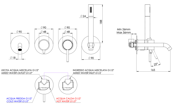 Смеситель для ванны Remer X Style X96S03ROXXRP, медь брашированная