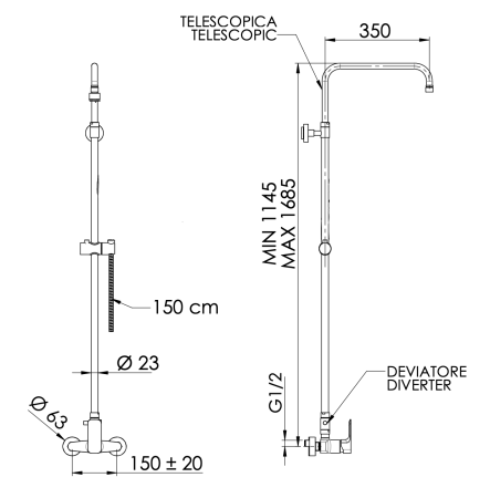 Душевая система Daniel Tiara TA636ASSDDVDP, золото брашированное