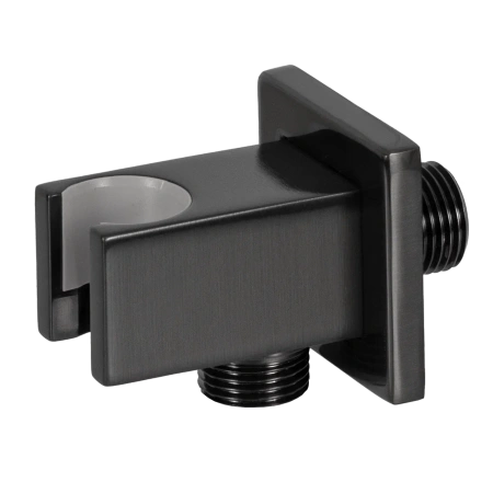 Держатель ручного душа с подключением шланга Remer 337QCFP, черный брашированный хром