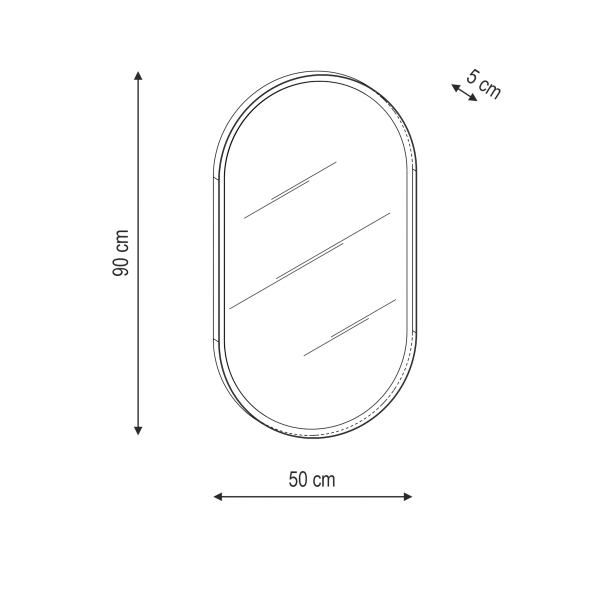 Зеркало 90х50 см с подсветкой Onsen 20-LD-V590-NE, черный матовый