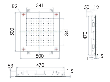 Верхний душ потолочный 50 см Remer INOX SS357SFS50