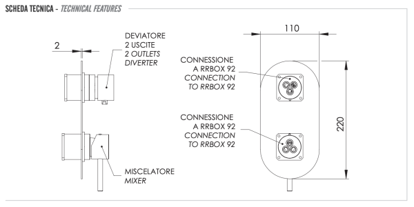 Смеситель для душа Remer X Style X92KBRL, медь глянцевая