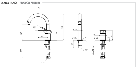 Смеситель для раковины Remer Infinity I57NO, чёрный матовый