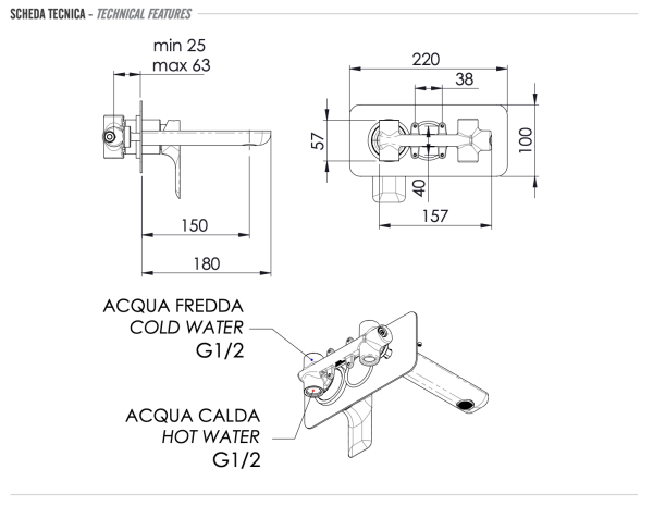 Смеситель для раковины Remer Infinity I15NO, чёрный матовый