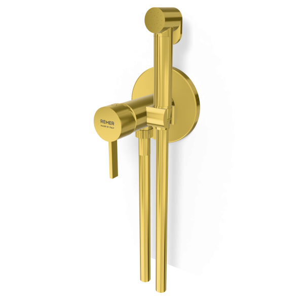 Гигиенический душ со смесителем Remer Metrica MC65WDO, золото глянцевое