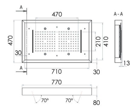Верхний душ потолочный с подсветкой 77x47 см Remer 357LR7747N2C