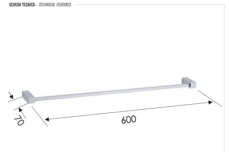 Полотенцедержатель 60 см Remer SQ SQ30CR