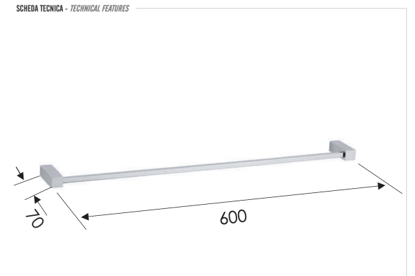 Полотенцедержатель 60 см Remer SQ SQ30CR