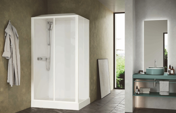 Душевая кабина 120х80x226 см, Standard с крышей, термостат, стекла прозрачные, цвет белый глянцевый Novellini Media Glass CM01R2P120TF-1AA