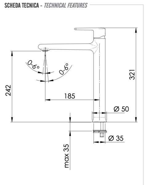 Смеситель для раковины Remer Vanity V11LXV, сталь