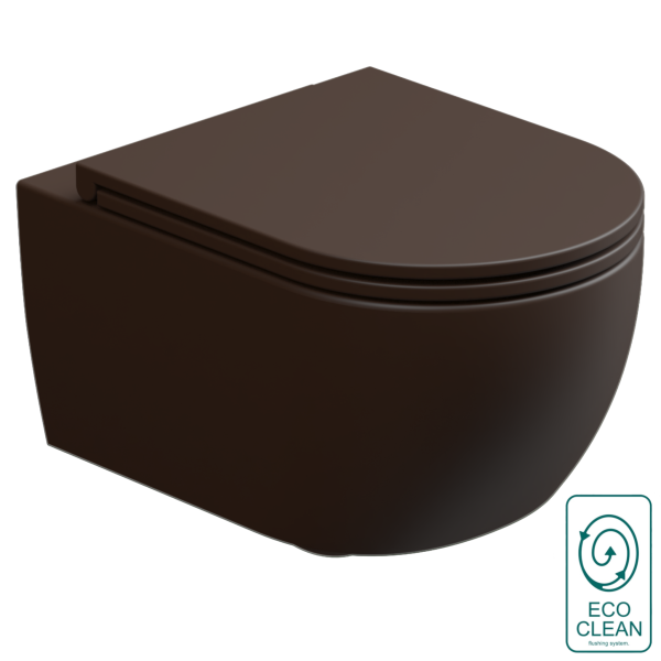 Чаша подвесного унитаза биколор со смывом Eco Clean (торнадо) GSG Ceramic Design Like LKWCSOECBI000/035, White/Cacao Matt