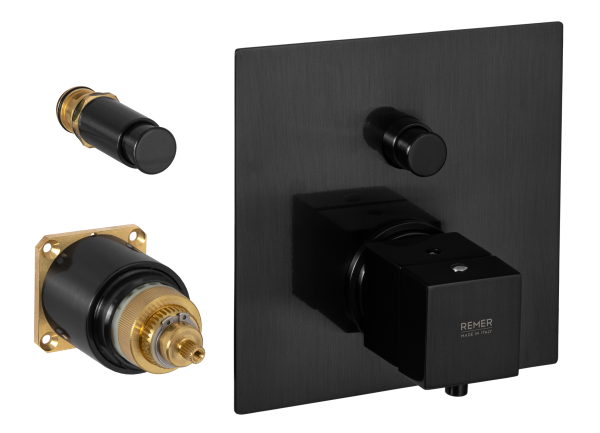 Смеситель термостатический для душа Remer Q-Elegance QT09KBCFP, черный брашированный хром