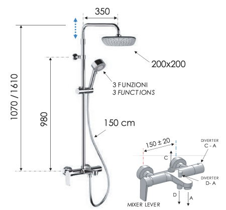 Душевая система Remer Dream D34AAD20 с изливом
