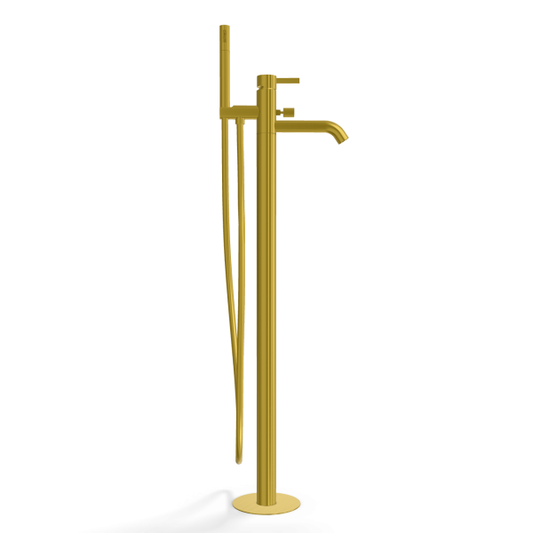 Смеситель для ванны напольный Remer Metrica MC08HS, латунь брашированная PVD
