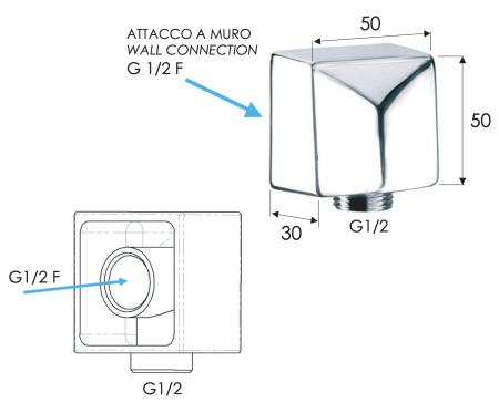 Шланговое подключение для душа Remer 309SNP, никель брашированный