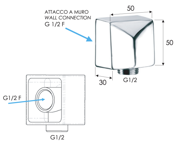 Шланговое подключение для душа Remer 309SNPO, никель матовый брашированный